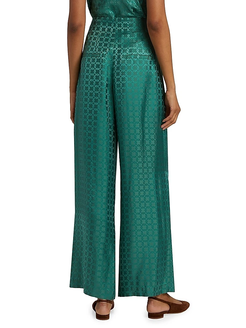 Colter Geometric Print Satin Wide-Leg Pants