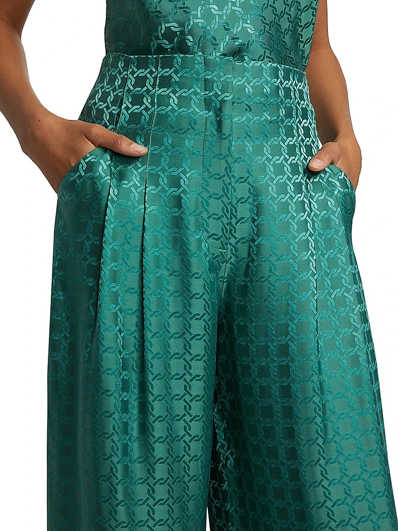 Colter Geometric Print Satin Wide-Leg Pants