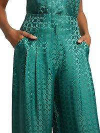 Colter Geometric Print Satin Wide-Leg Pants