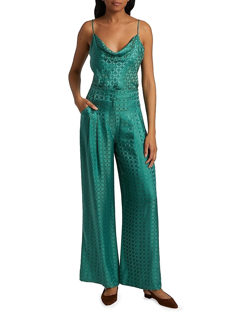 Colter Geometric Print Satin Wide-Leg Pants