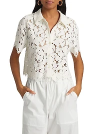 Marjorie Floral Lace Crop Camp Shirt