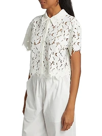 Marjorie Floral Lace Crop Camp Shirt