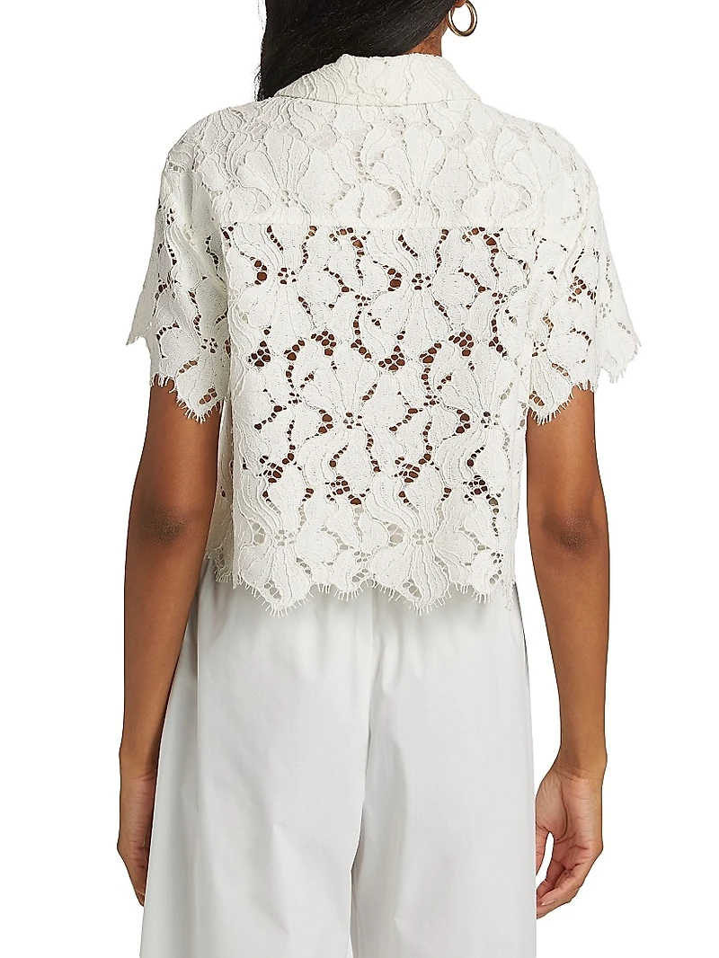 Marjorie Floral Lace Crop Camp Shirt