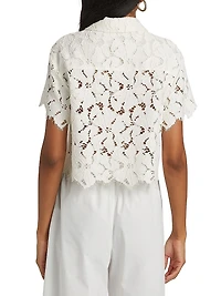 Marjorie Floral Lace Crop Camp Shirt