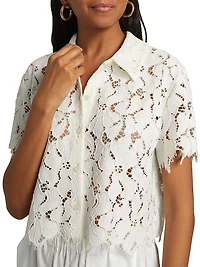 Marjorie Floral Lace Crop Camp Shirt