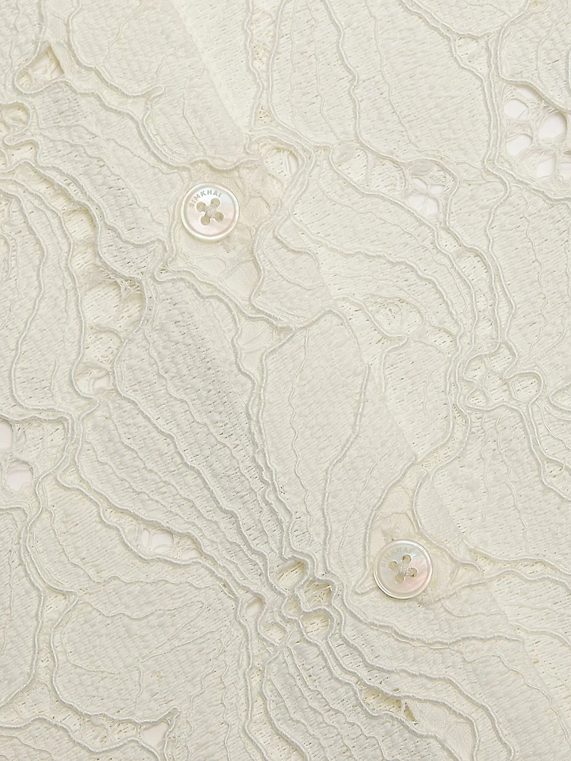 Marjorie Floral Lace Crop Camp Shirt