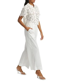 Marjorie Floral Lace Crop Camp Shirt