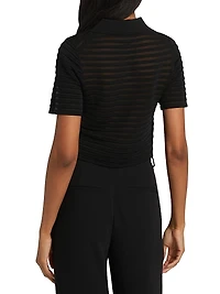 Larken Striped Short-Sleeve Crop Cardigan