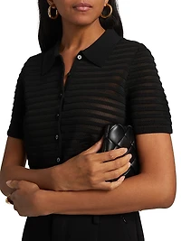 Larken Striped Short-Sleeve Crop Cardigan