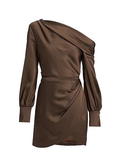 Cameron Satin One-Shoulder Minidress