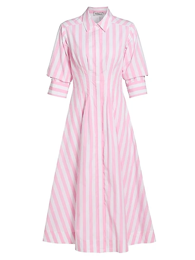 Jazz Striped Pintuck Midi-Dress