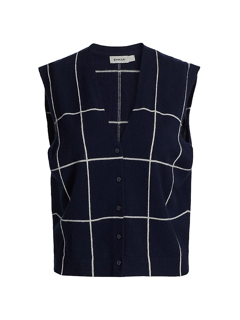 Rozzi Windowpane Cashmere Vest