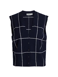 Rozzi Windowpane Cashmere Vest