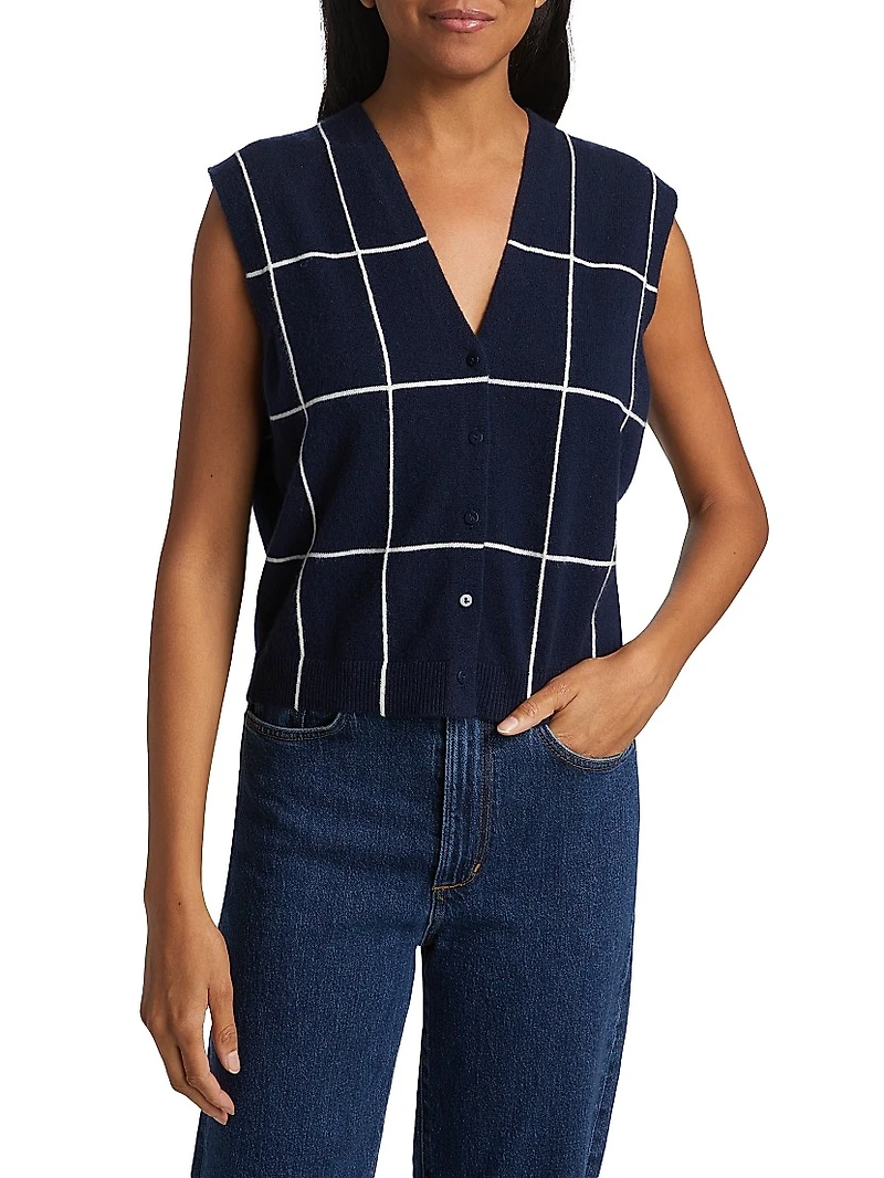 Rozzi Windowpane Cashmere Vest