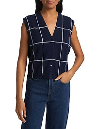 Rozzi Windowpane Cashmere Vest