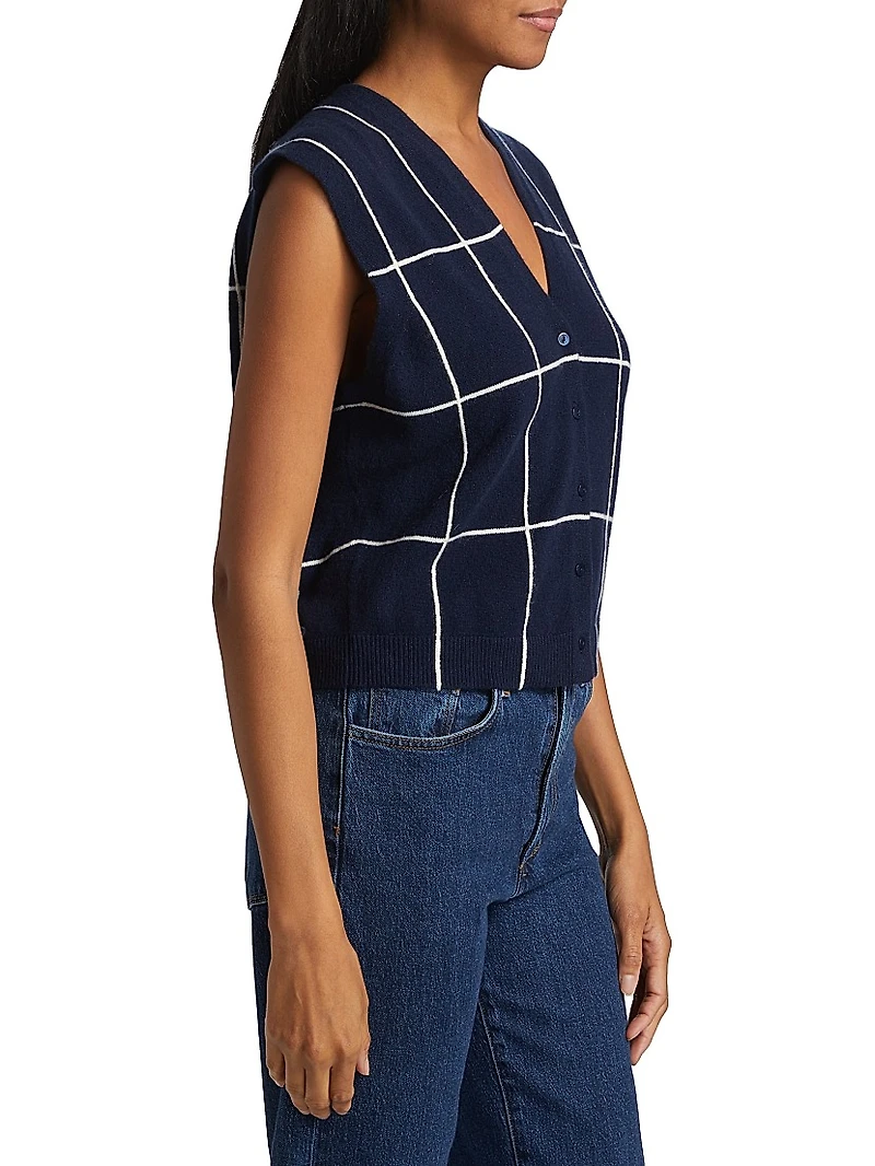 Rozzi Windowpane Cashmere Vest