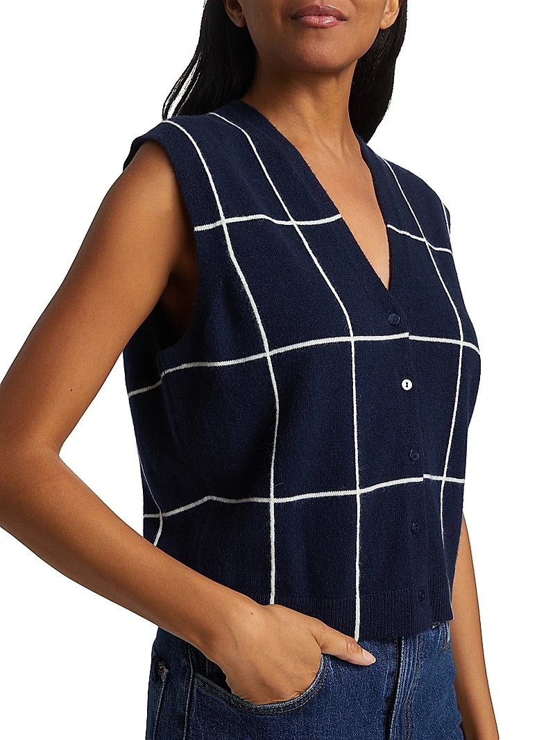 Rozzi Windowpane Cashmere Vest