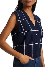 Rozzi Windowpane Cashmere Vest
