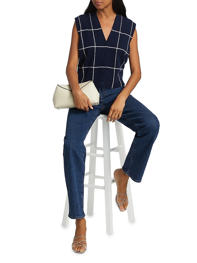 Rozzi Windowpane Cashmere Vest