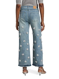 Jude Beaded High-Rise Wide-Leg Cropped Jeans