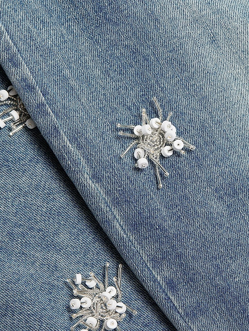 Jude Beaded High-Rise Wide-Leg Cropped Jeans