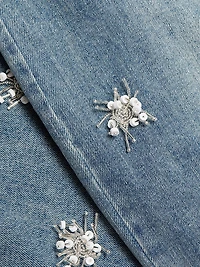 Jude Beaded High-Rise Wide-Leg Cropped Jeans