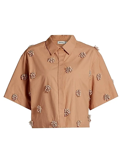 Cosmo Beaded Crop Camp Shirt