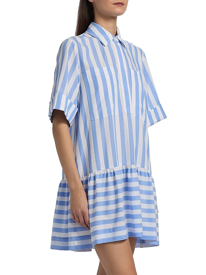 Cris Striped Short-Sleeve Shirtdress