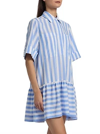 Cris Striped Short-Sleeve Shirtdress