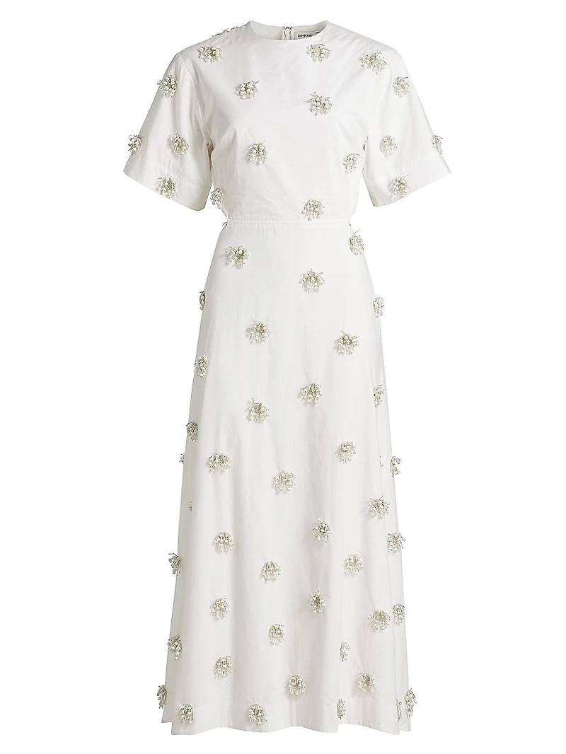 Starla Beaded Cotton Cut-Out Maxi Dress