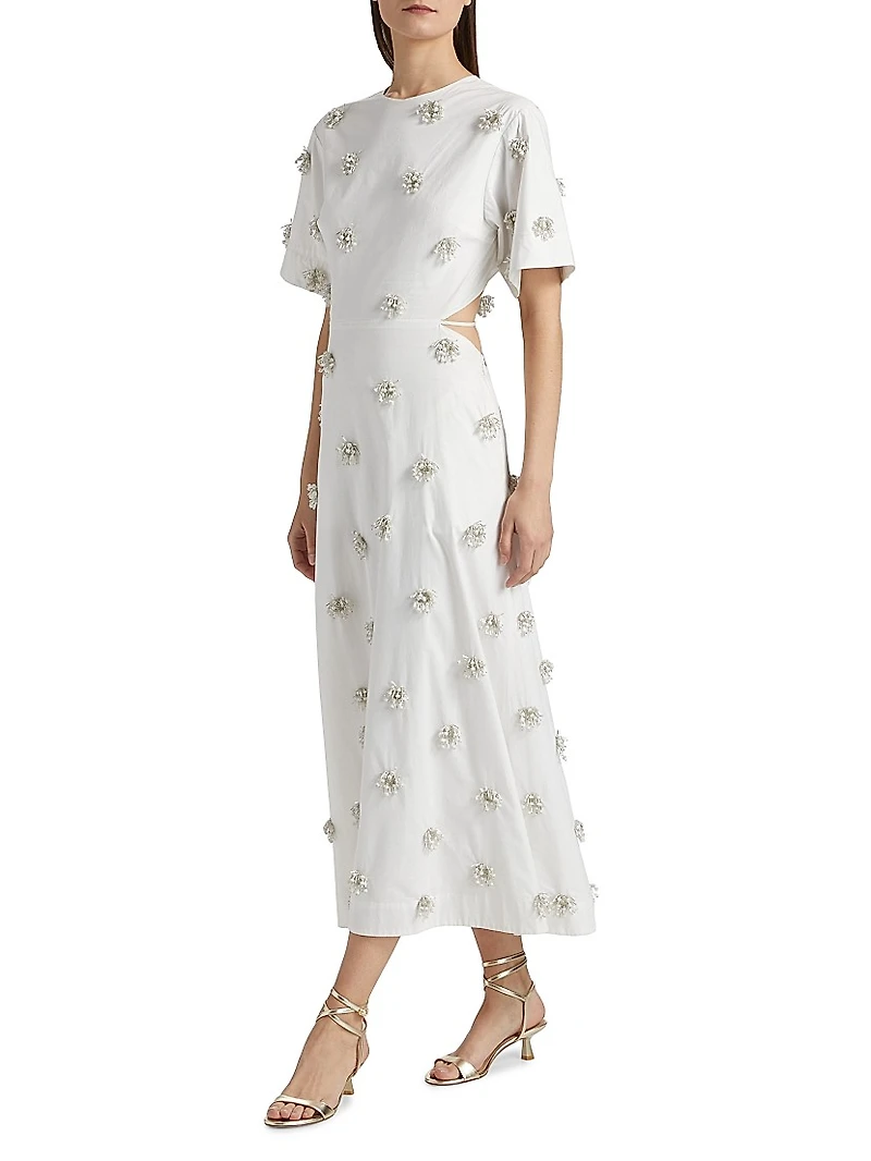 Starla Beaded Cotton Cut-Out Maxi Dress