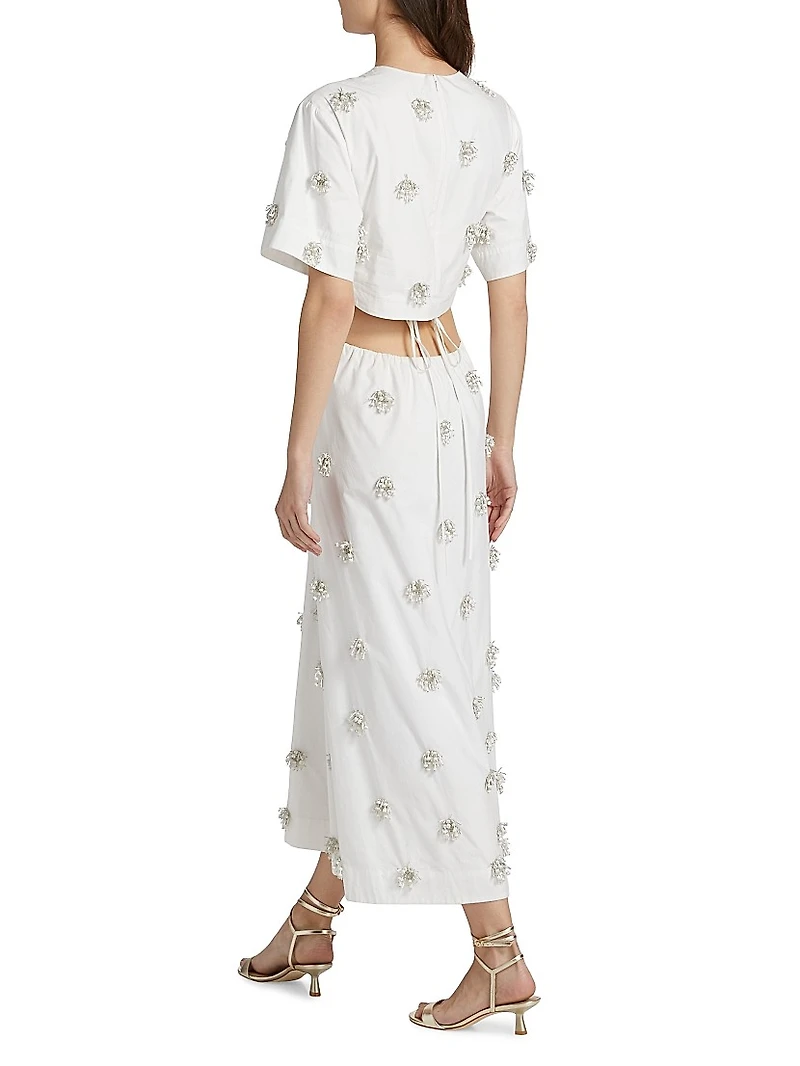 Starla Beaded Cotton Cut-Out Maxi Dress
