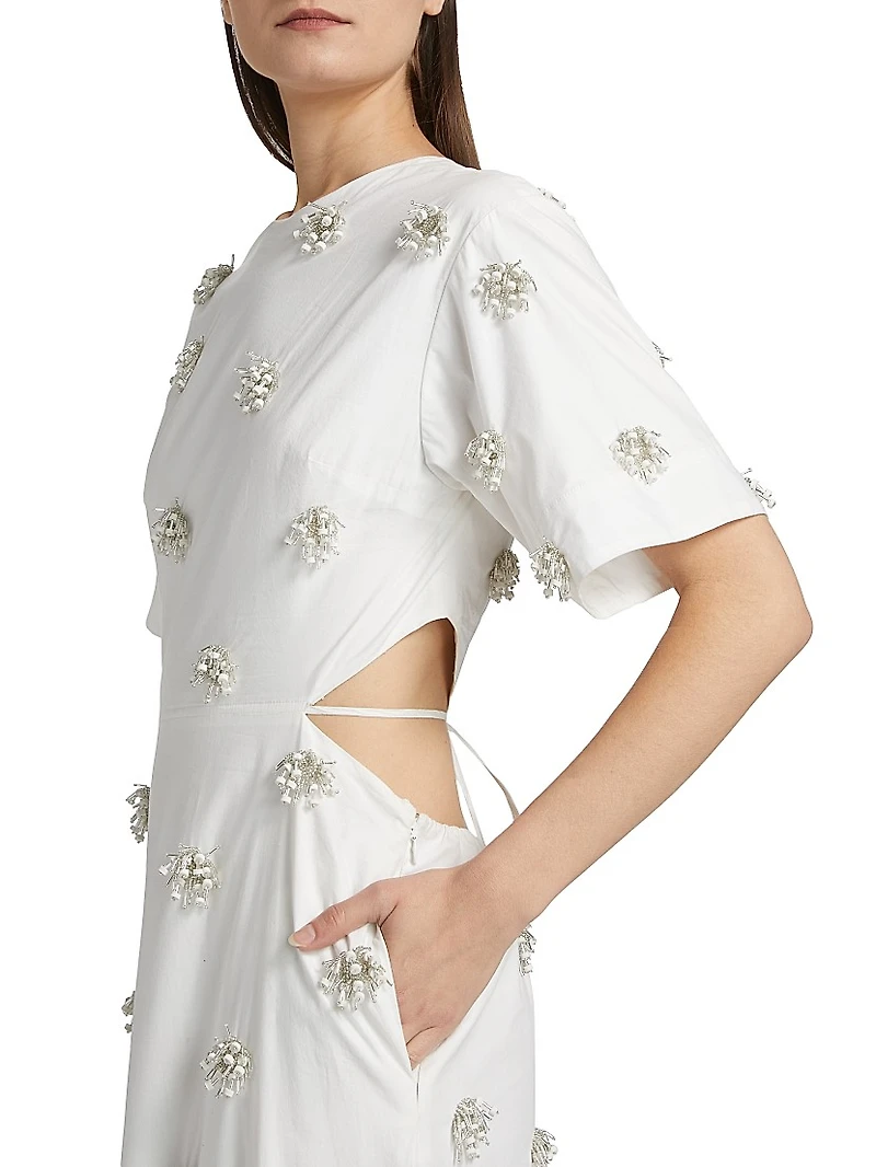 Starla Beaded Cotton Cut-Out Maxi Dress