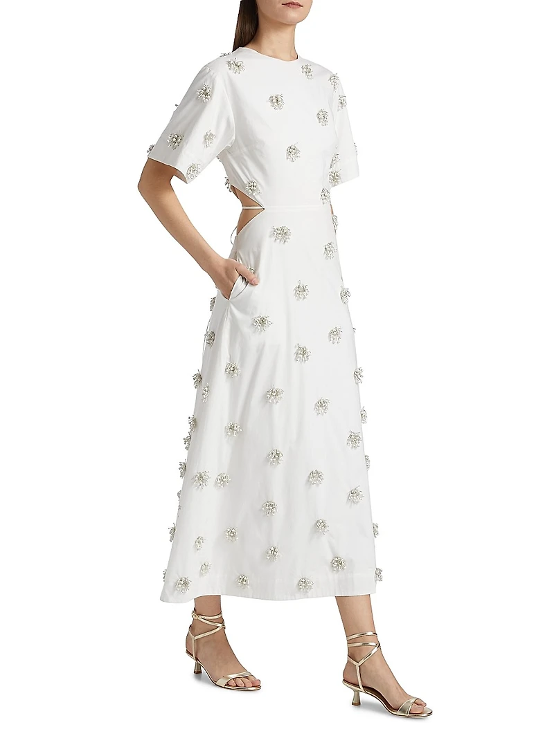Starla Beaded Cotton Cut-Out Maxi Dress