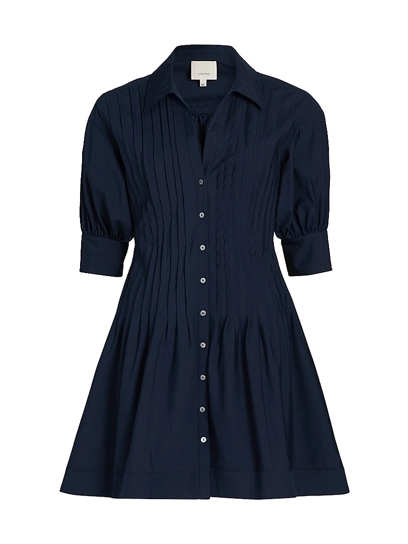 Monty Pleated Mini-Shirtdress