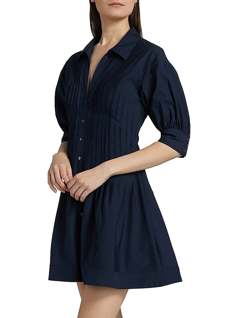 Monty Pleated Mini-Shirtdress