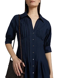 Monty Pleated Mini-Shirtdress