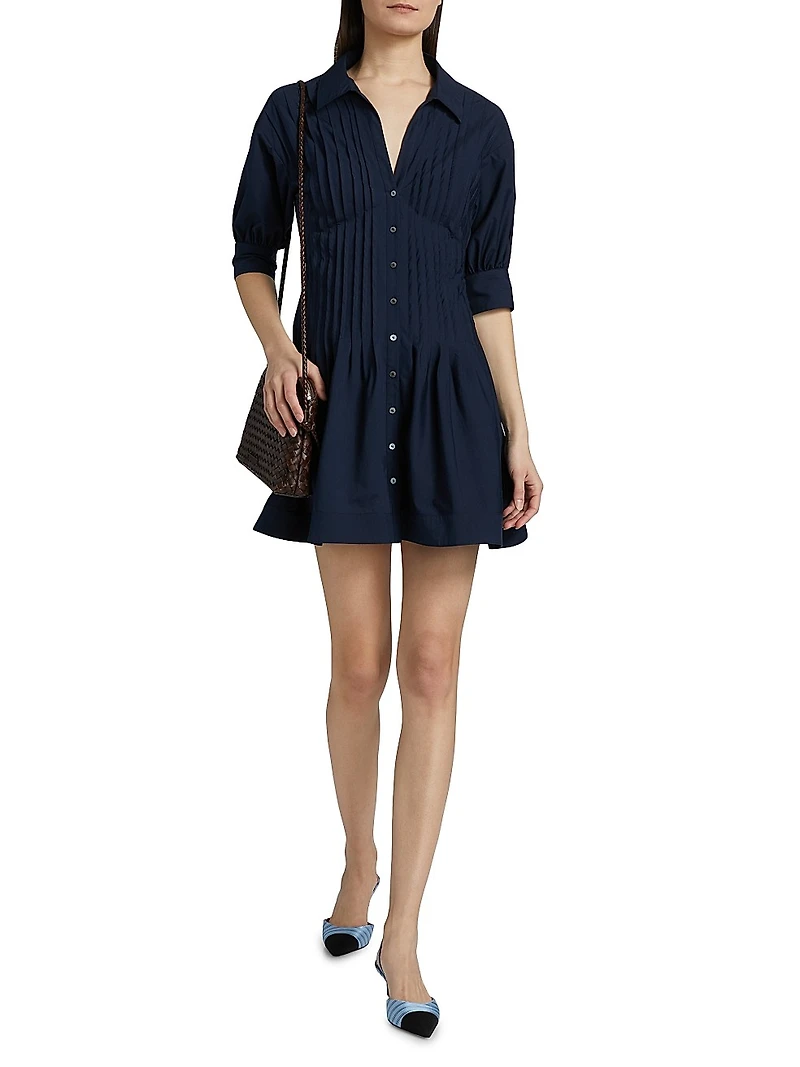 Monty Pleated Mini-Shirtdress