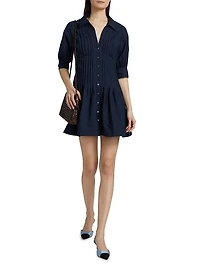 Monty Pleated Mini-Shirtdress
