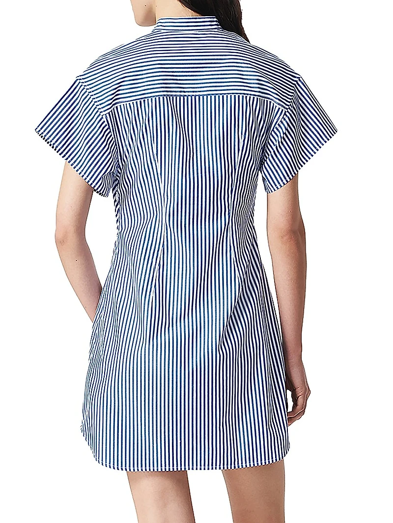 Gretchen Stripe Poplin Twist Mini Shirtdress