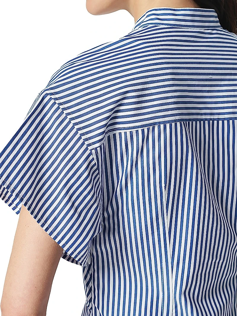 Gretchen Stripe Poplin Twist Mini Shirtdress