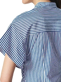 Gretchen Stripe Poplin Twist Mini Shirtdress