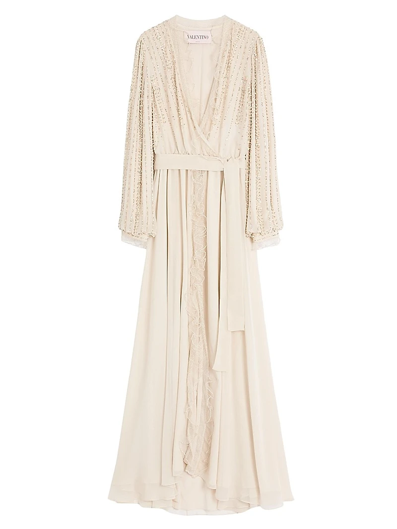Long Dress in Embroidered Light Georgette