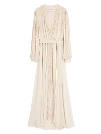 Long Dress in Embroidered Light Georgette