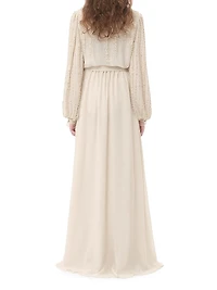 Long Dress in Embroidered Light Georgette