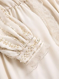 Long Dress in Embroidered Light Georgette