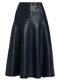 Rhea Faux-Leather A-Line Midi-Skirt