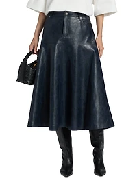 Rhea Faux-Leather A-Line Midi-Skirt