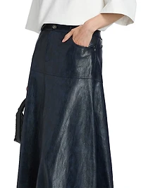 Rhea Faux-Leather A-Line Midi-Skirt