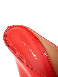 Alicia 95MM Patent Leather Wedge Mules
